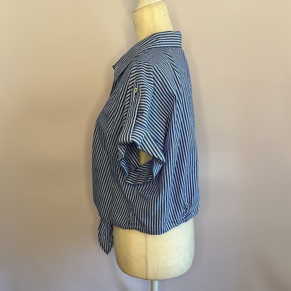 MICHAEL Michael Kors Blue Striped Women's Top - Picture 3 of 7